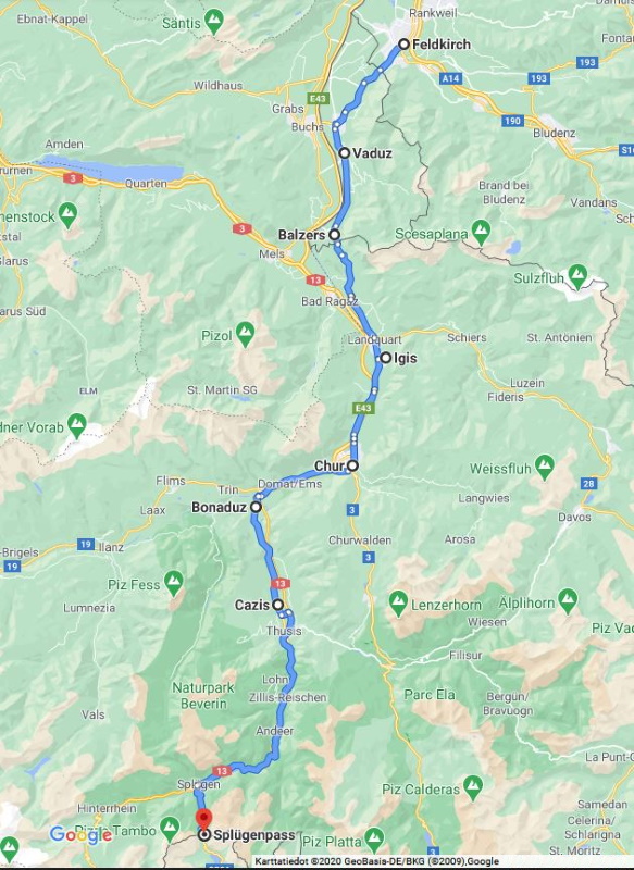 Reittikartta 26.6.2005 (Feldkirch - Splgenpass).