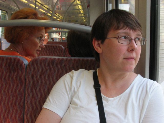 S-Bahn-junalla keskustaan. Hampuri, Saksa.
