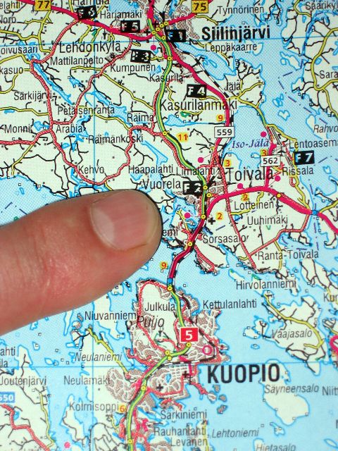 Reissun lht- ja ptepiste. Siilinjrven Vuorela, Suomi.