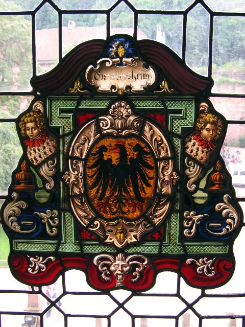 Lasimaalaus Heidelbergin linnassa. Heidelberg, Saksa.