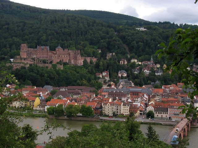 Kaupunki ja linna Filosofientielt katsottuna. Heidelberg, Saksa.