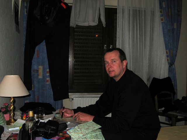Seuraavan pivn reitti piirtyy kartalle. Clausthal-Zellerfeld, Saksa.