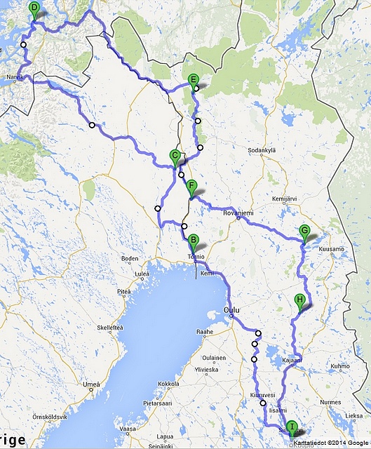 Kesreissu 2013 reittikartta.
